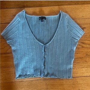 Kendall & Kylie Teal Ribbed Button-Down Shirt